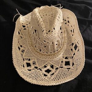 White bride crochet cowgirl hat!! Lettering is detailed and hat is so fun